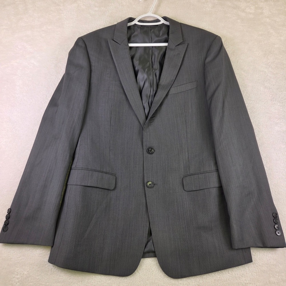 Calvin Klein Mens 44R Extreme Slim Fit Wool Suit Jacket Charcoal Grey Blazer